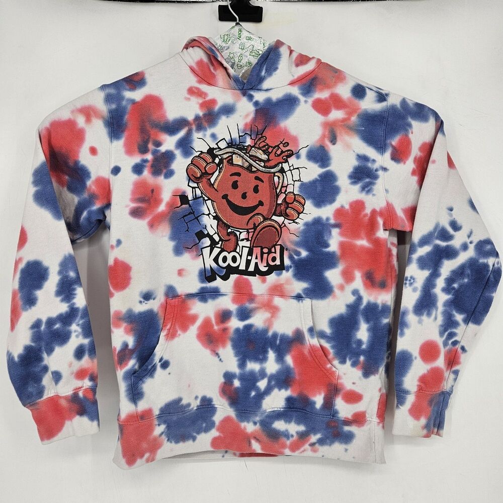 Kool Aid Man Hoodie Mens Medium‎ Tie Dye Mad Engine Red Blue Pullover M